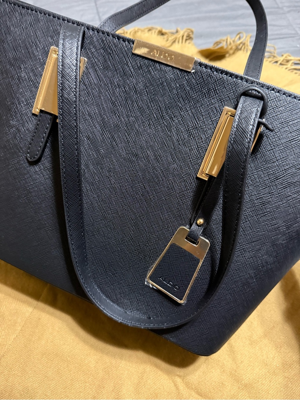 Aldo Black Tote with Gold Hardware